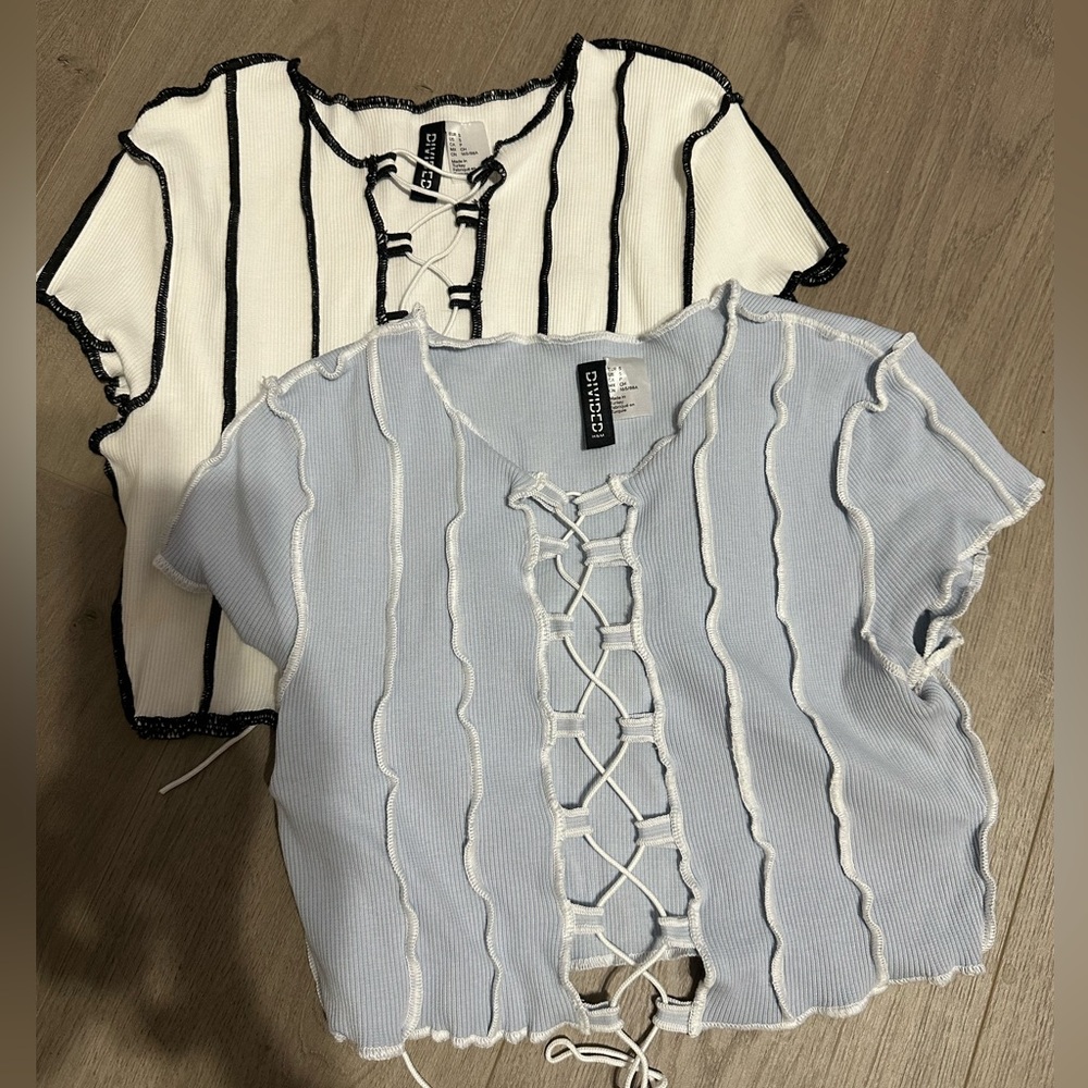 H&m cropped lace up crop tops bundle